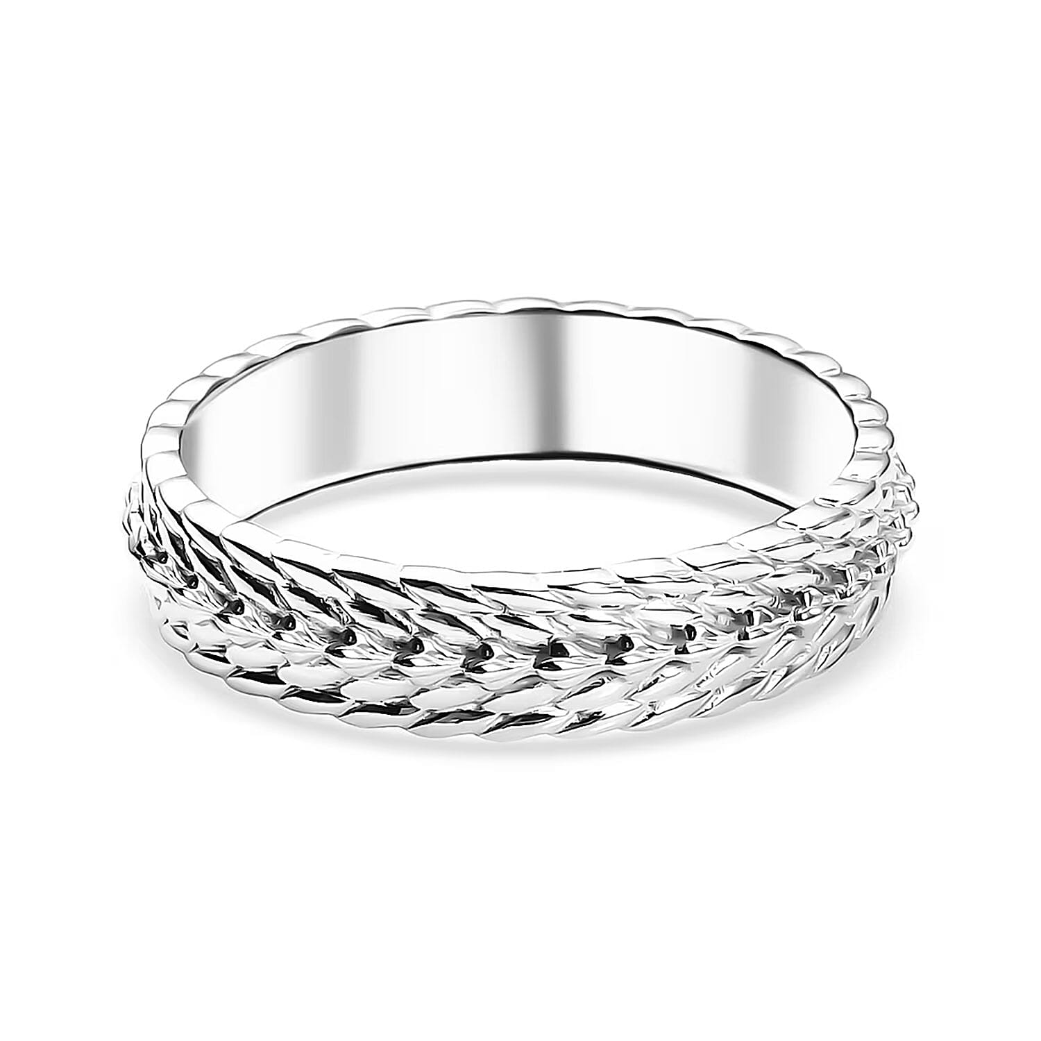 D'Joy Platinum Over Sterling Silver Leaf Vine Band Ring (Size 10.0) (3.60 g)