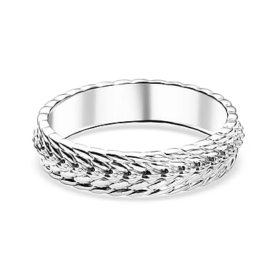 D'Joy Platinum Over Sterling Silver Leaf Vine Band Ring (Size 10.0) (3.60 g)
