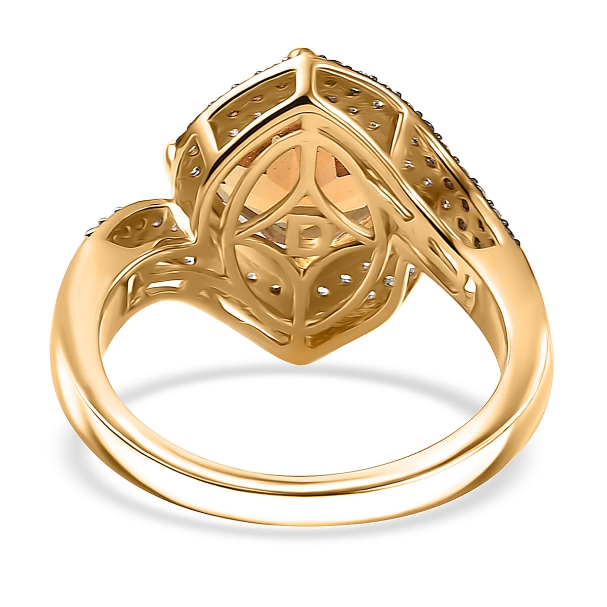 D'Joy Premium Marialite, White and Champagne Zircon 3.60 ctw Art Deco Ring in 18K Vermeil Yellow Gold Over Sterling Silver (Size 7.0) image number 3