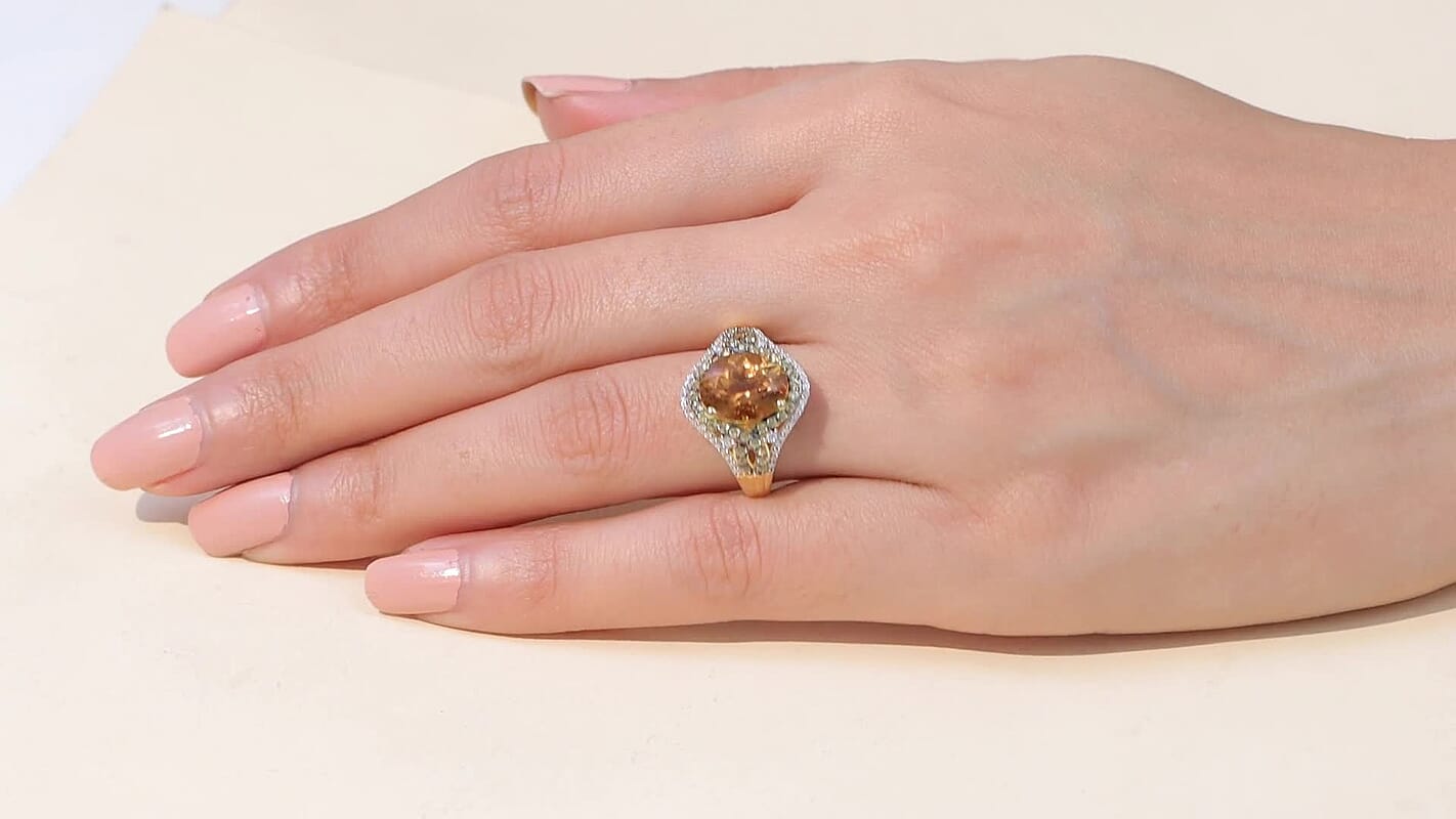 D'Joy Premium Marialite, Multi Gemstone Ring in 18K Vermeil YG Over Sterling Silver (Size 10.0) 3.85 ctw