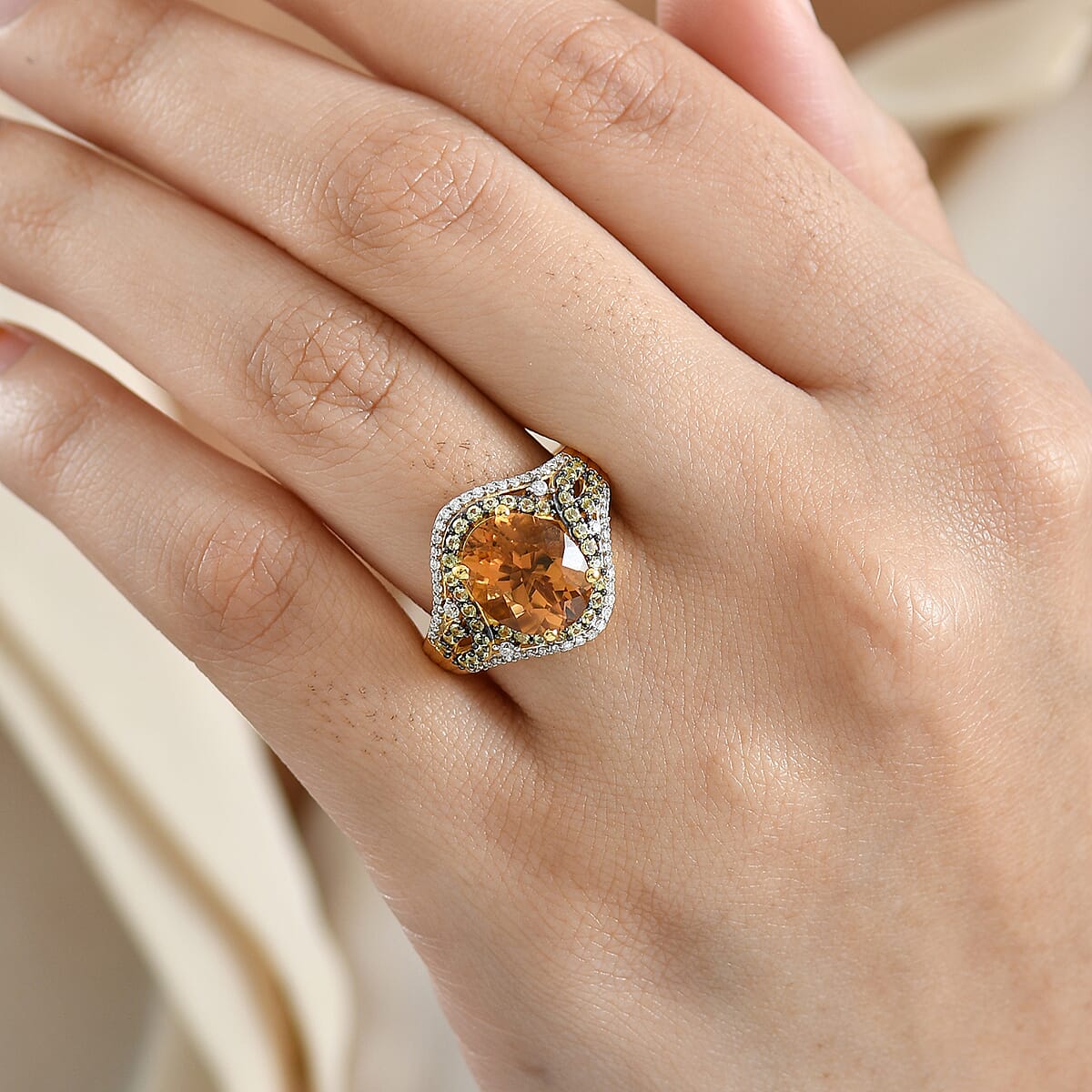 D'Joy Premium Marialite, Multi Gemstone Ring in 18K Vermeil YG Over Sterling Silver (Size 10.0) 3.85 ctw image number 2