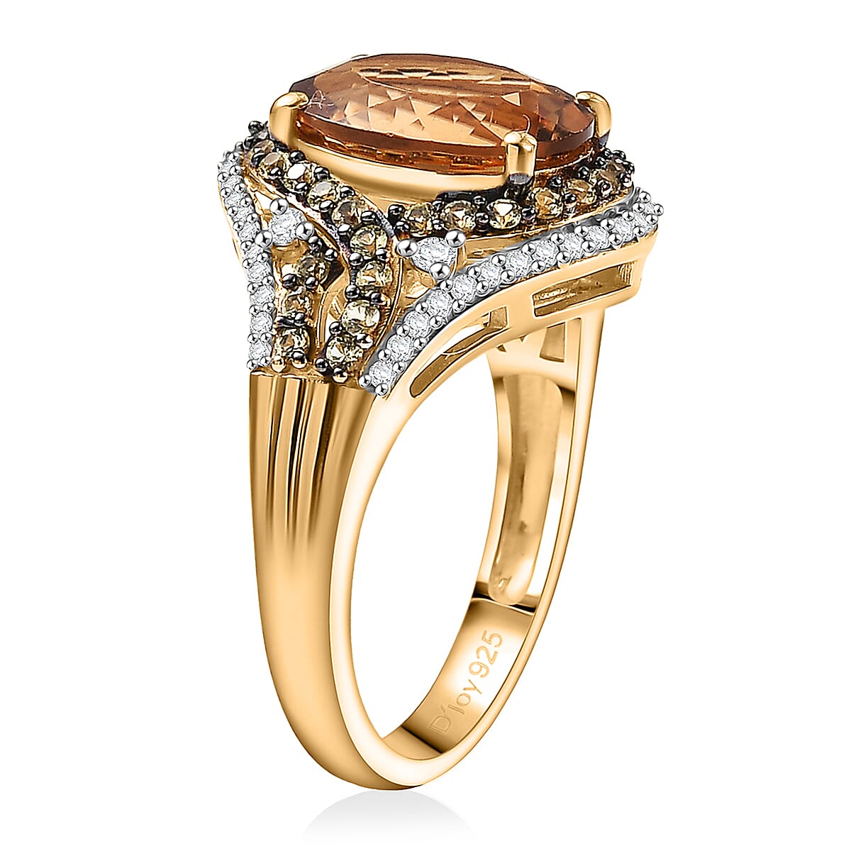 D'Joy Premium Marialite, Multi Gemstone Ring in 18K Vermeil YG Over Sterling Silver (Size 10.0) 3.85 ctw image number 2
