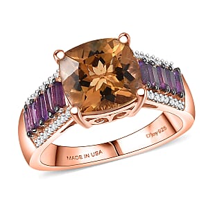 D'Joy Premium Marialite and Multi Gemstone 3.50 ctw Ring in 18K Vermeil Rose Gold Over Sterling Silver (Size 9.0)