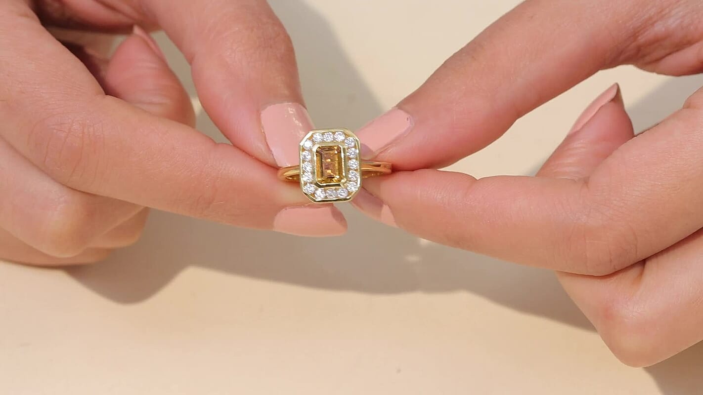 D'Joy Premium Marialite, Moissanite Ring in 18K Vermeil YG Over Sterling Silver (Size 10.0) 1.35 ctw