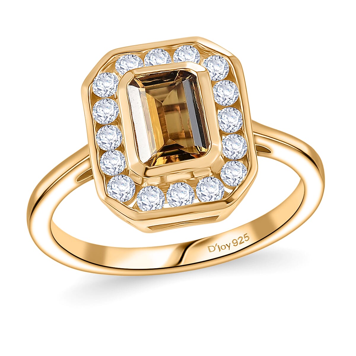 D'Joy Premium Marialite, Moissanite Ring in 18K Vermeil YG Over Sterling Silver (Size 10.0) 1.35 ctw