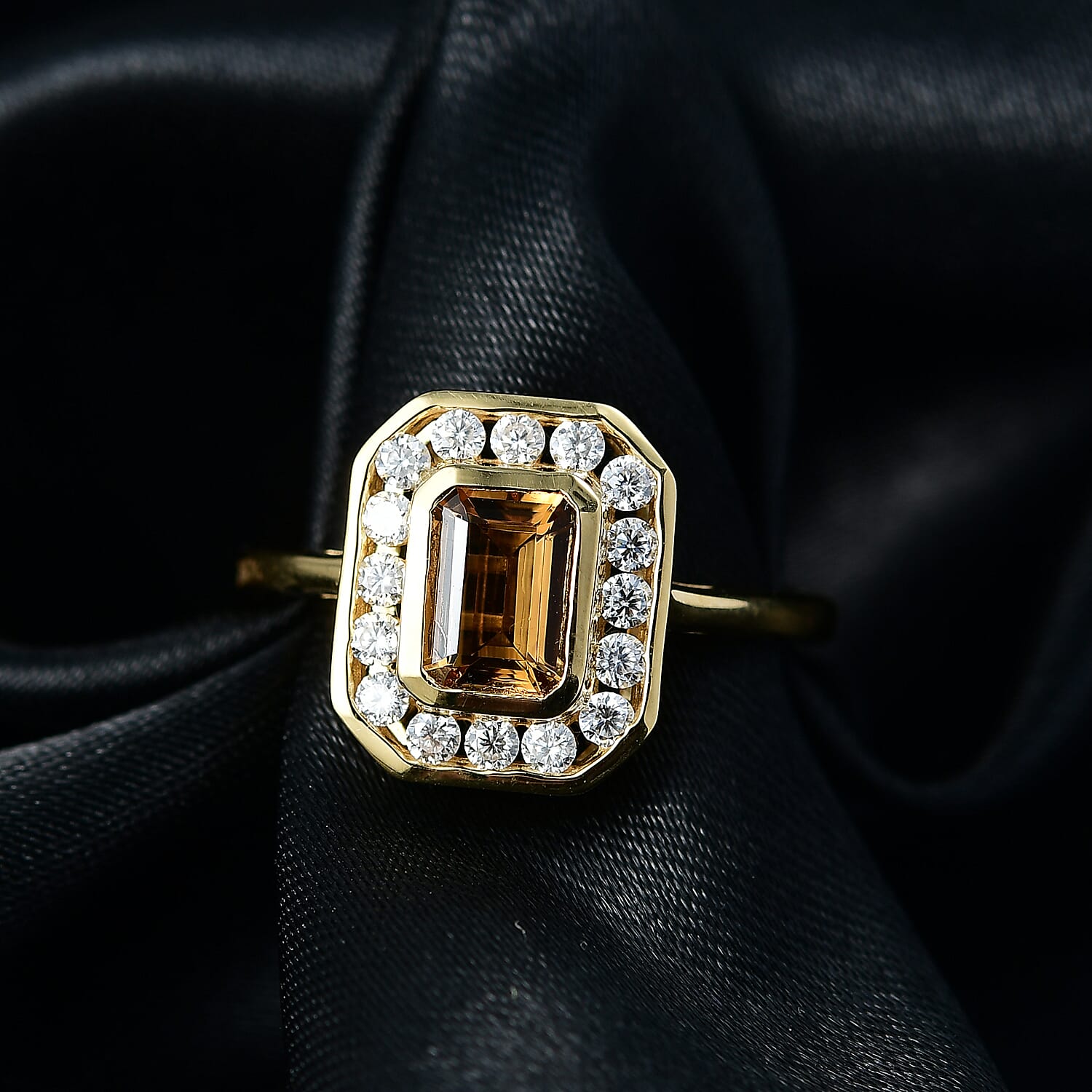 D'Joy Marialite, Moissanite Art Deco Ring in 18K Vermeil YG Over Sterling Silver 1.35 ctw (Size 6.0)