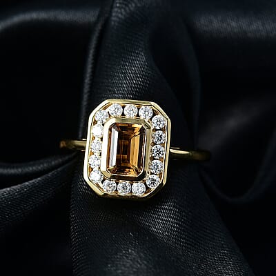 D'Joy Marialite, Moissanite Art Deco Ring in 18K Vermeil YG Over Sterling Silver 1.35 ctw (Size 6.0)