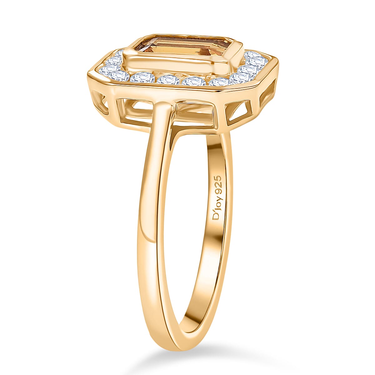 D'Joy Marialite, Moissanite Art Deco Ring in 18K Vermeil YG Over Sterling Silver 1.35 ctw (Size 6.0)