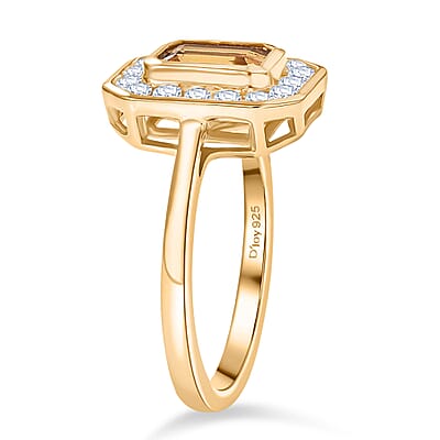 D'Joy Marialite, Moissanite Art Deco Ring in 18K Vermeil YG Over Sterling Silver 1.35 ctw (Size 6.0)