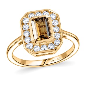 D'Joy Premium Marialite and Moissanite 1.35 ctw Ring in 18K Vermeil Yellow Gold Over Sterling Silver (Size 9.0)