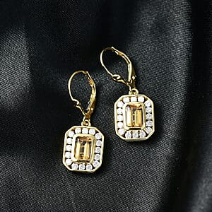 D'Joy Marialite, Moissanite Art Deco Earrings in 18K Vermeil YG Over Sterling Silver 2.60 ctw