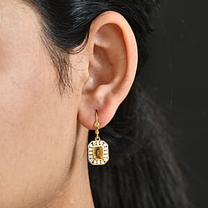 D'Joy Marialite, Moissanite Art Deco Earrings in 18K Vermeil YG Over Sterling Silver 2.60 ctw