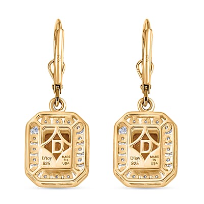 D'Joy Marialite, Moissanite Art Deco Earrings in 18K Vermeil YG Over Sterling Silver 2.60 ctw