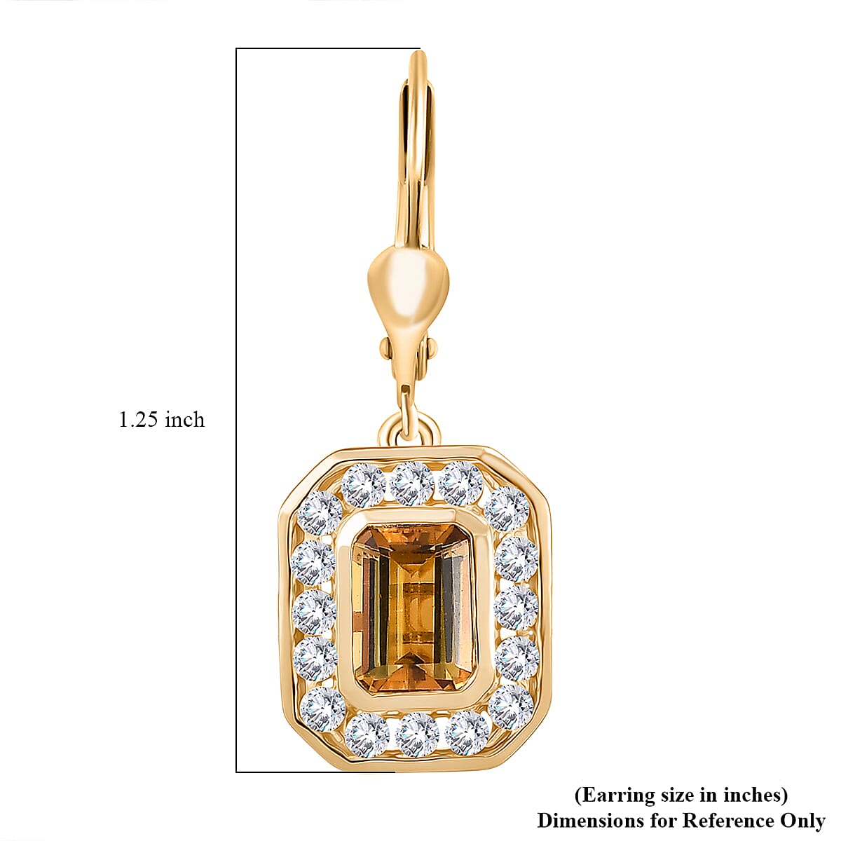 D'Joy Premium Marialite and Moissanite 2.60 ctw Earrings in 18K Vermeil Yellow Gold Over Sterling Silver image number 3