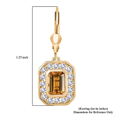 D'Joy Marialite, Moissanite Art Deco Earrings in 18K Vermeil YG Over Sterling Silver 2.60 ctw