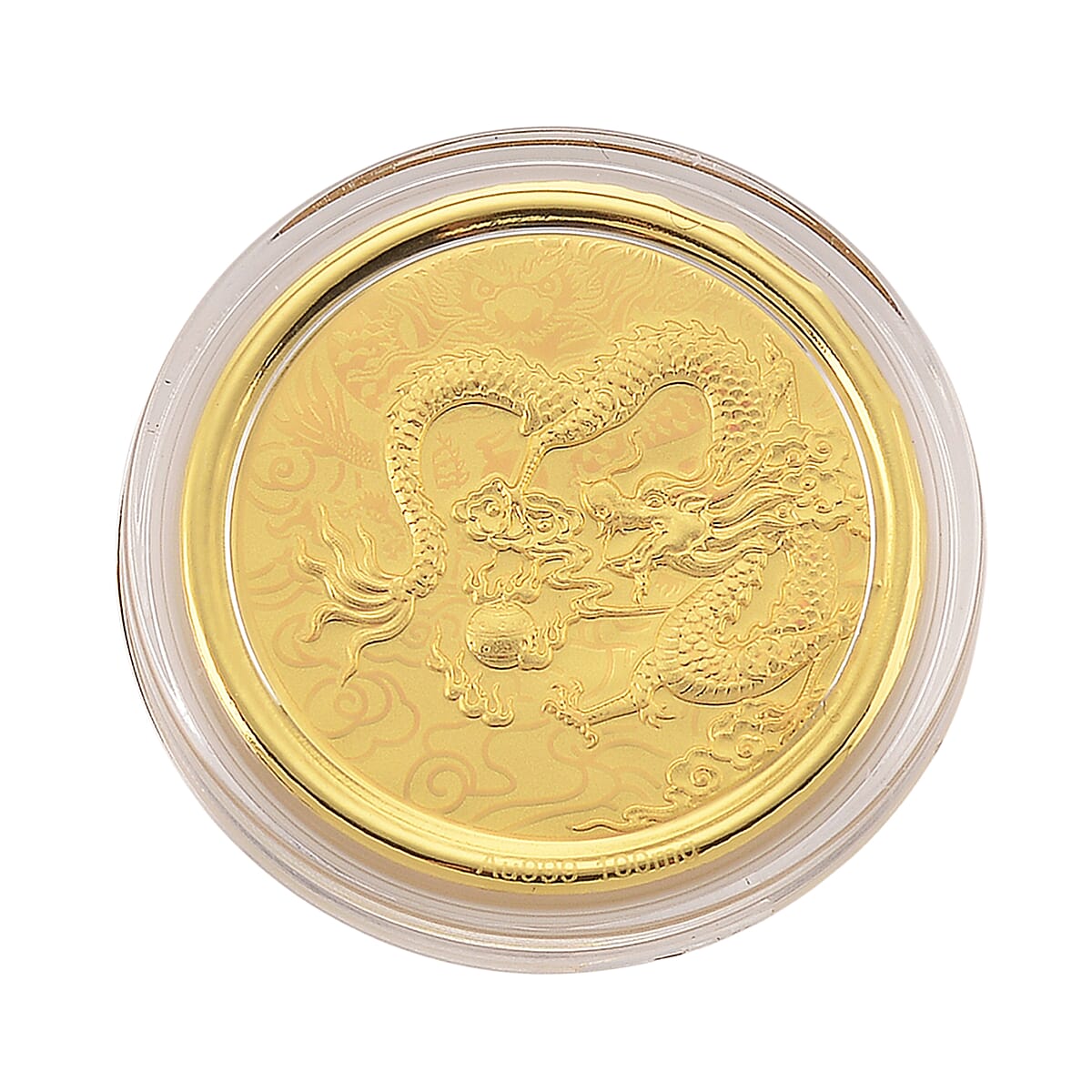 Ankur Treasure Chest Doorbuster 24K Yellow Golden Zodiac Guardian Dragon Coin Bar with Rainbow Line 100mg image number 0
