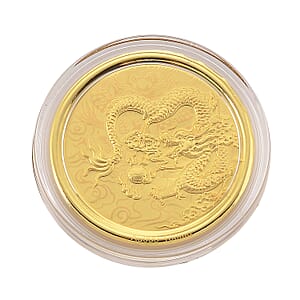 Ankur Treasure Chest Doorbuster 24K Yellow Golden Zodiac Guardian Dragon Coin Bar with Rainbow Line 100mg