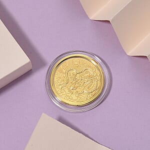 Doorbuster 24K Yellow Golden Zodiac Guardian Dragon Coin Bar with Rainbow Line 100mg