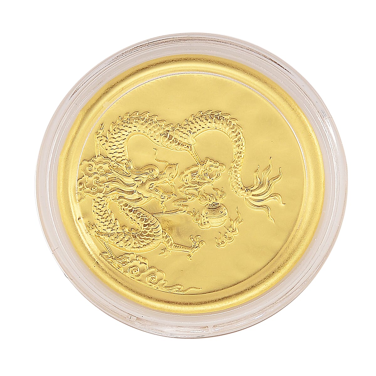Ankur Treasure Chest Doorbuster 24K Yellow Golden Zodiac Guardian Dragon Coin Bar with Rainbow Line 100mg image number 2