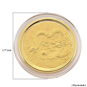 Doorbuster 24K Yellow Golden Zodiac Guardian Dragon Coin Bar with Rainbow Line 100mg