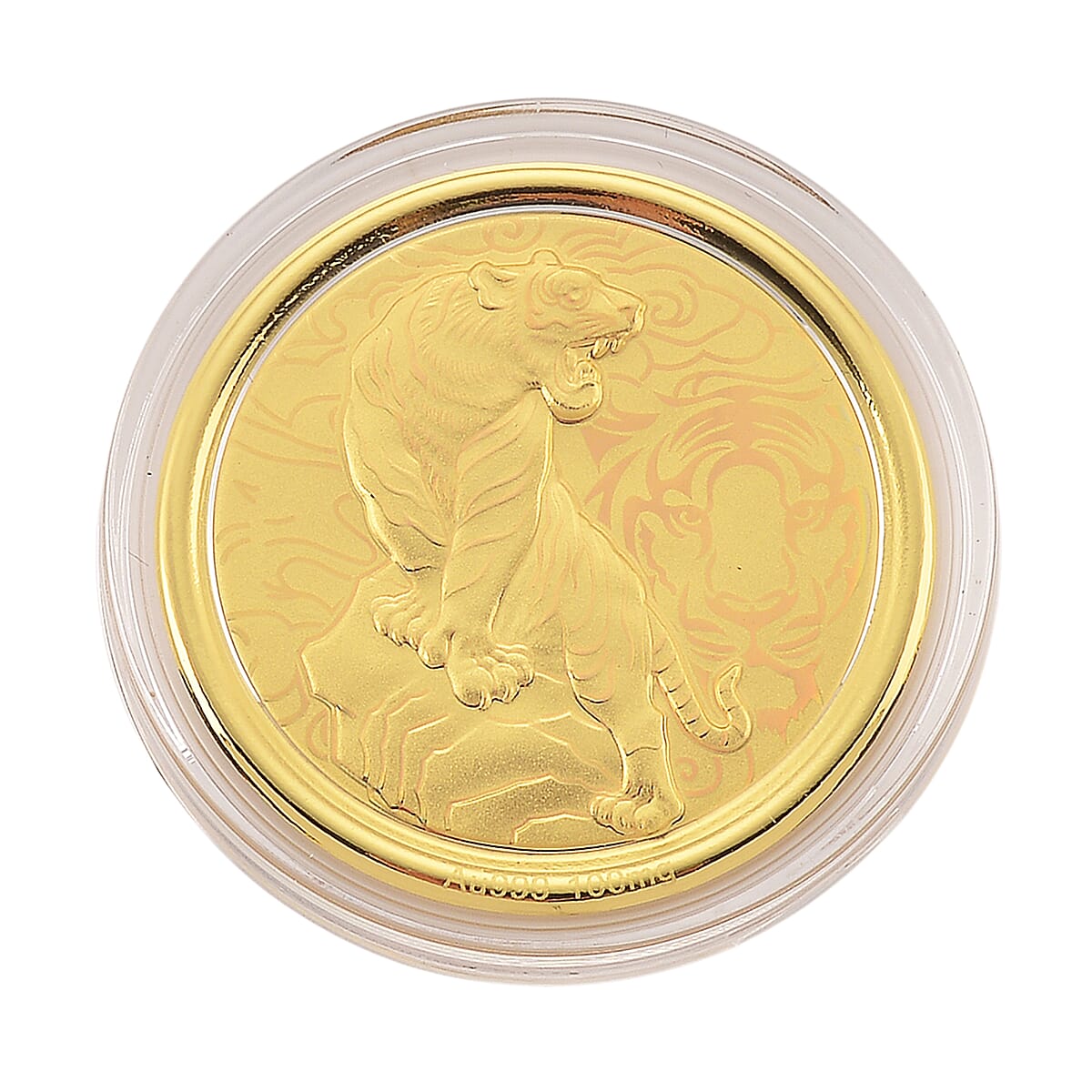 Ankur Treasure Chest Doorbuster 24K Yellow Golden Regal Tiger Zodiac Medallion Coin Bar with Rainbow Line 100mg image number 0