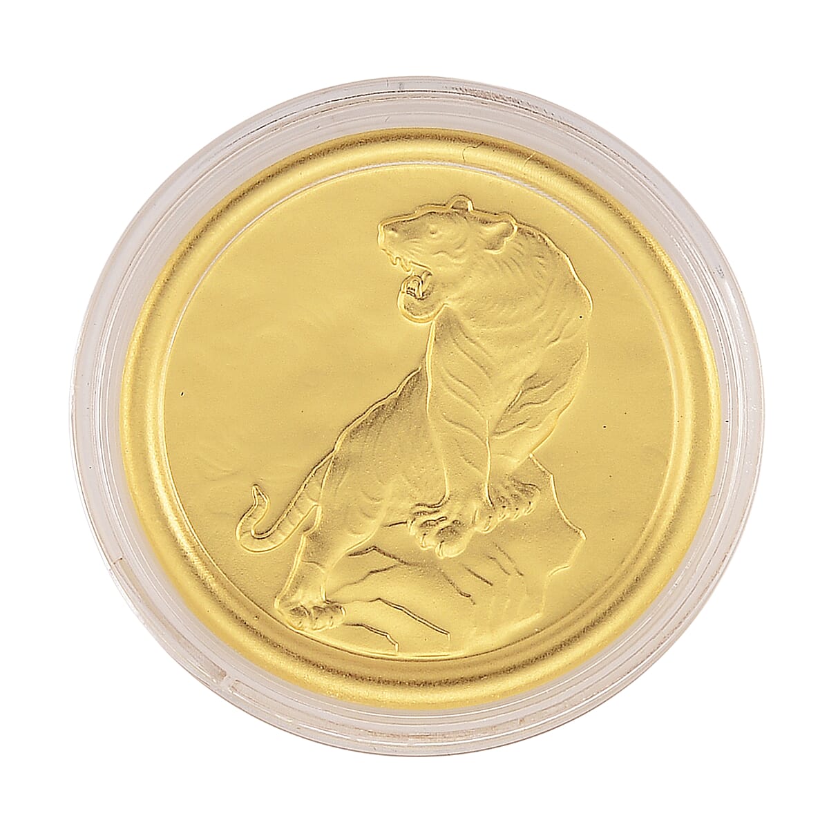 Ankur Treasure Chest Doorbuster 24K Yellow Golden Regal Tiger Zodiac Medallion Coin Bar with Rainbow Line 100mg image number 2