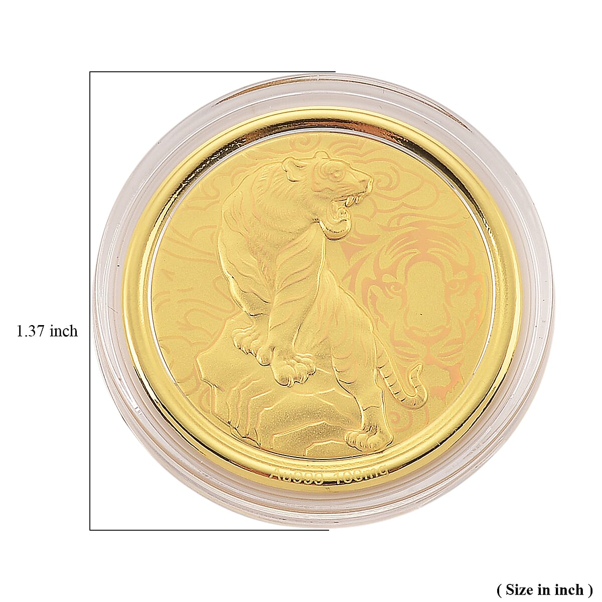 Ankur Treasure Chest Doorbuster 24K Yellow Golden Regal Tiger Zodiac Medallion Coin Bar with Rainbow Line 100mg image number 3