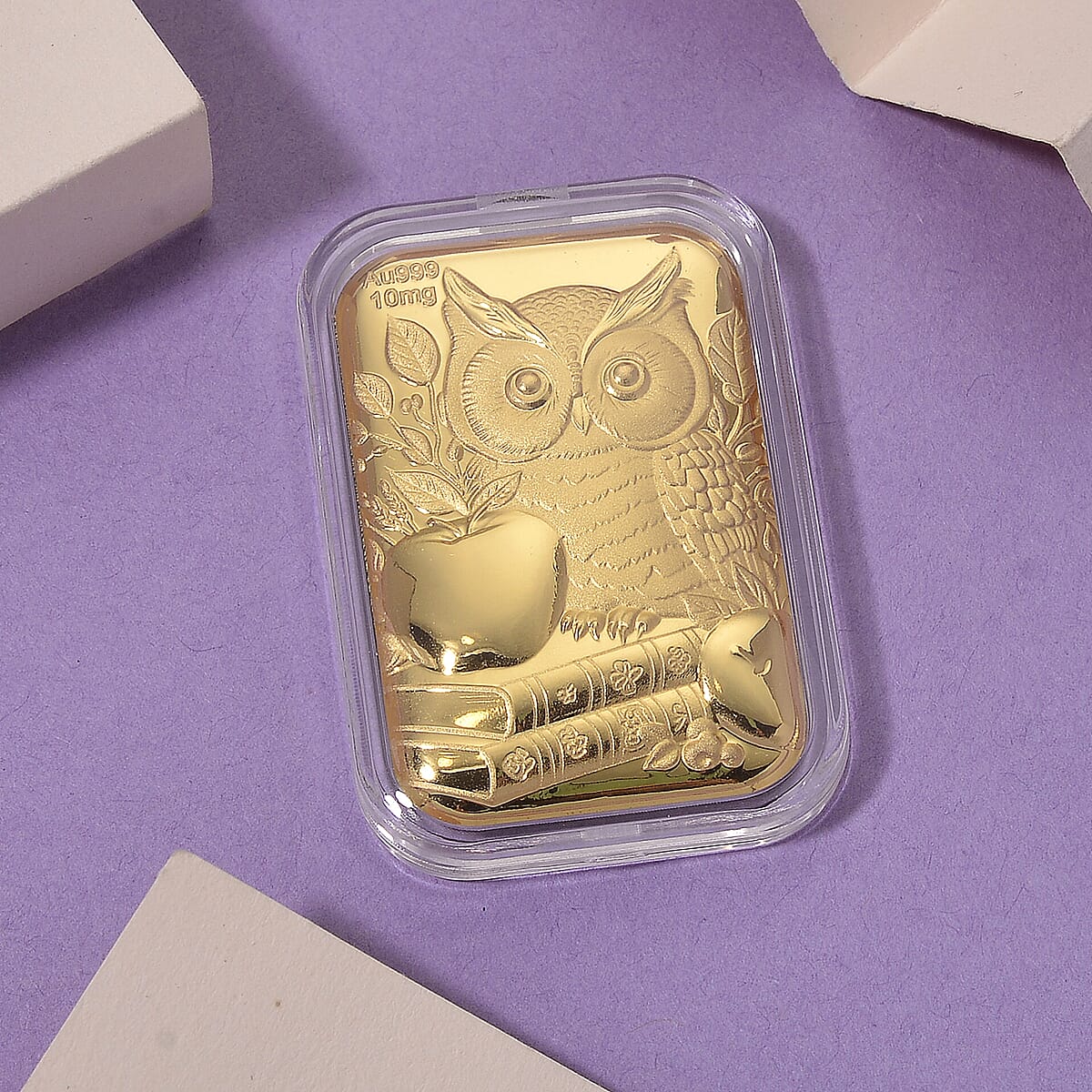 Ankur Treasure Chest 24K Golden Owl and Apple Emboss Sheet (31x45.5mm) 10mg image number 1