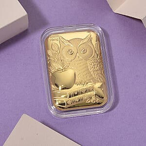 24K Golden Owl and Apple Emboss Sheet (31x45.5mm) 10mg