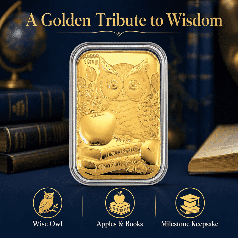 Owl and Apple 24k Gold Embossed Sheet 10mg