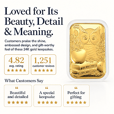 Owl and Apple 24k Gold Embossed Sheet 10mg