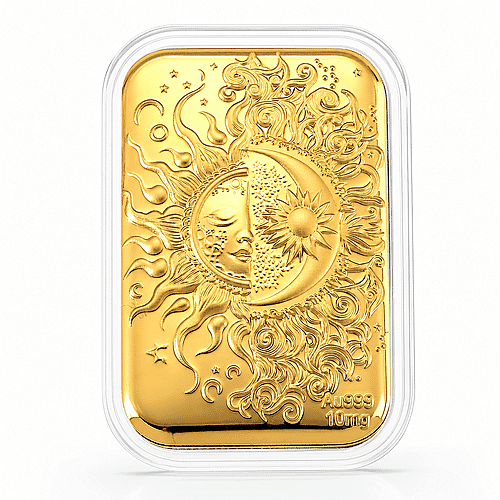 24K Golden Celestial Sun and Moon Emboss Sheet 10mg - Product card gallery slide 1 (10178323382585)