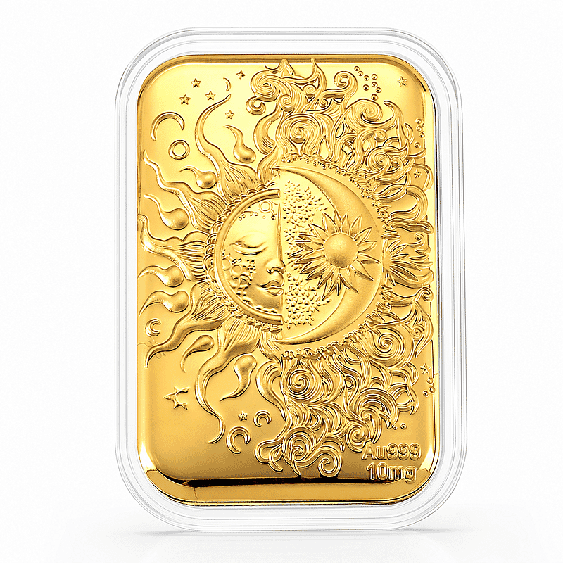 24K Golden Celestial Sun and Moon Emboss Sheet 10mg