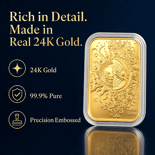 24K Golden Celestial Sun and Moon Emboss Sheet 10mg - Product card gallery slide 2 (10178323382585)