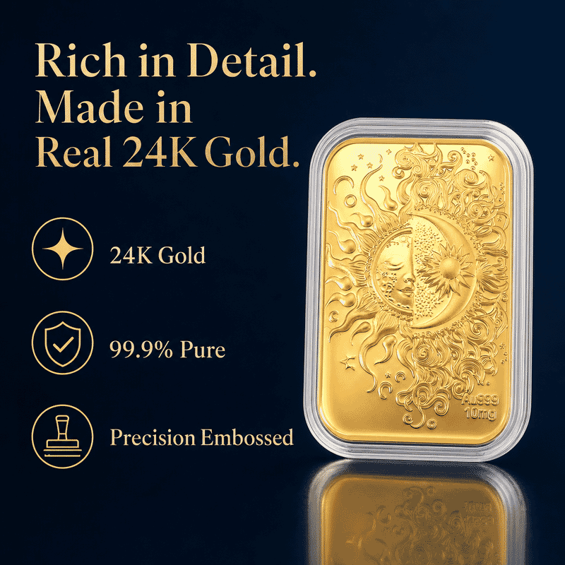 24K Golden Celestial Sun and Moon Emboss Sheet 10mg