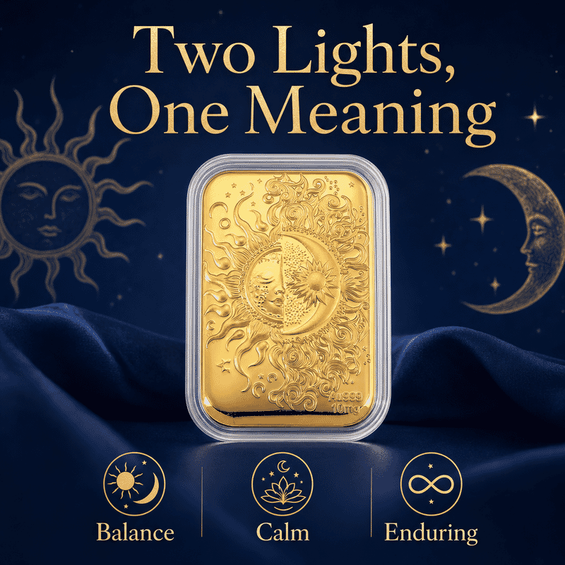 24K Golden Celestial Sun and Moon Emboss Sheet 10mg