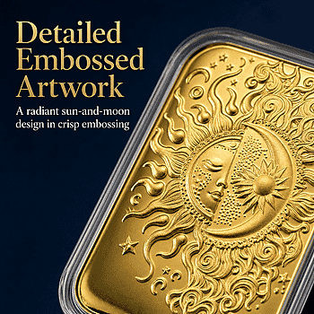 24K Golden Celestial Sun and Moon Emboss Sheet 10mg - Product card gallery slide 4 (10178323382585)
