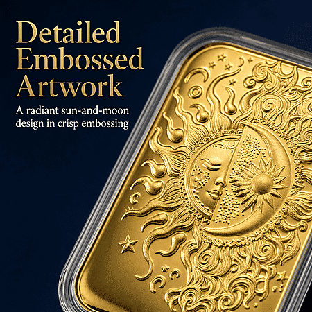 24K Golden Celestial Sun and Moon Emboss Sheet 10mg - Product card gallery slide 4 (10178323382585)