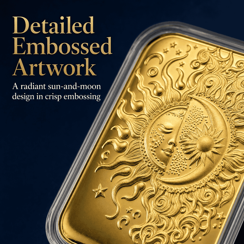 24K Golden Celestial Sun and Moon Emboss Sheet 10mg