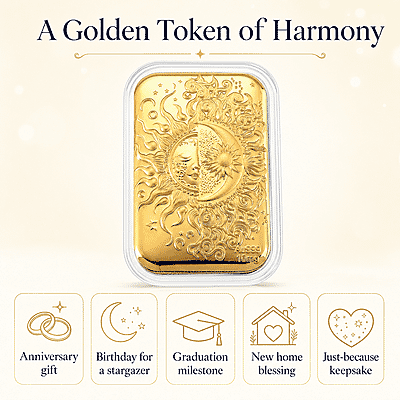 24K Golden Celestial Sun and Moon Emboss Sheet 10mg