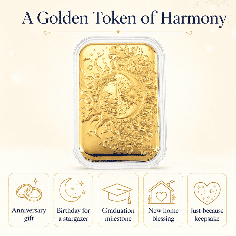 24K Golden Celestial Sun and Moon Emboss Sheet 10mg