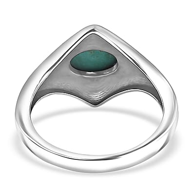 D'Joy Artisan Crafted Royston Turquoise Ring in Black Oxidised Sterling Silver 1.35 ctw (Size 10.0)