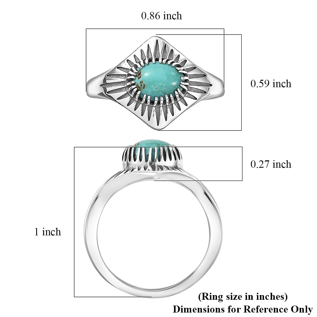 D'Joy Artisan Crafted Royston Turquoise Ring in Black Oxidised Sterling Silver 1.35 ctw (Size 10.0)