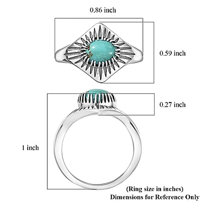 D'Joy Artisan Crafted Royston Turquoise Ring in Black Oxidised Sterling Silver 1.35 ctw (Size 10.0)