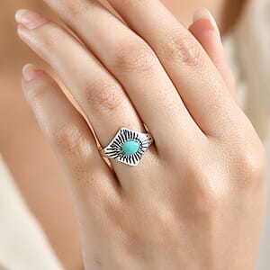 D'Joy Artisan Crafted Royston Turquoise Ring in Black Oxidised Sterling Silver 1.35 ctw (Size 7.0)