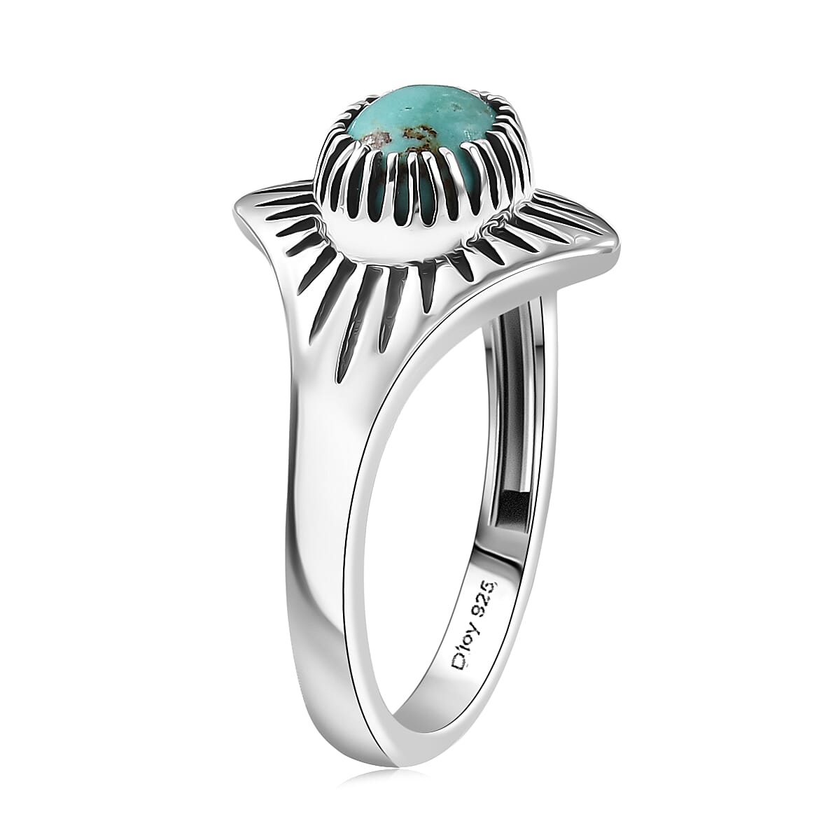 D'Joy Artisan Crafted Premium Royston Turquoise 1.35 ctw Ring in Black Oxidised Sterling Silver (Size 7.0) image number 3