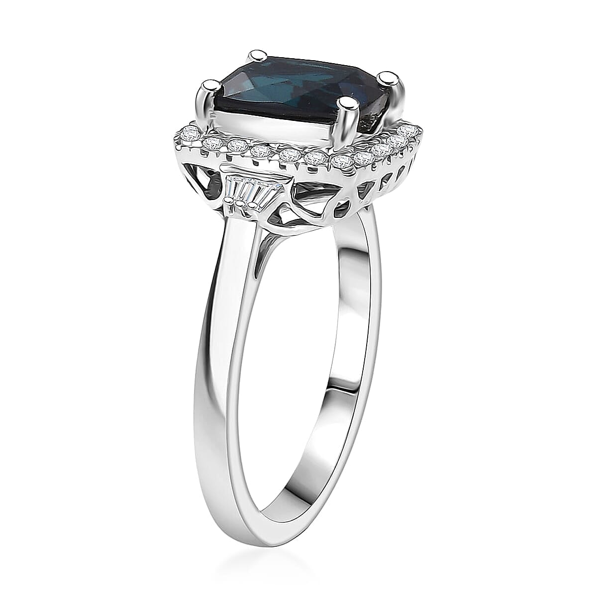 Certified & Appraised Rhapsody 950 Platinum AAAA Monte Belo Indicolite, Diamond (E-F, VS) (0.32 cts) Ring (Size 10.0) (6.90 g) 3.03 ctw image number 3