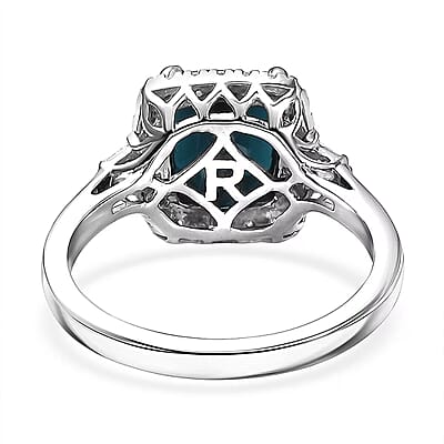 Certified & Appraised Rhapsody 950 Platinum AAAA Monte Belo Indicolite, Diamond (E-F, VS) (0.32 cts) Ring (Size 5.0) (6.90 g) 3.03 ctw