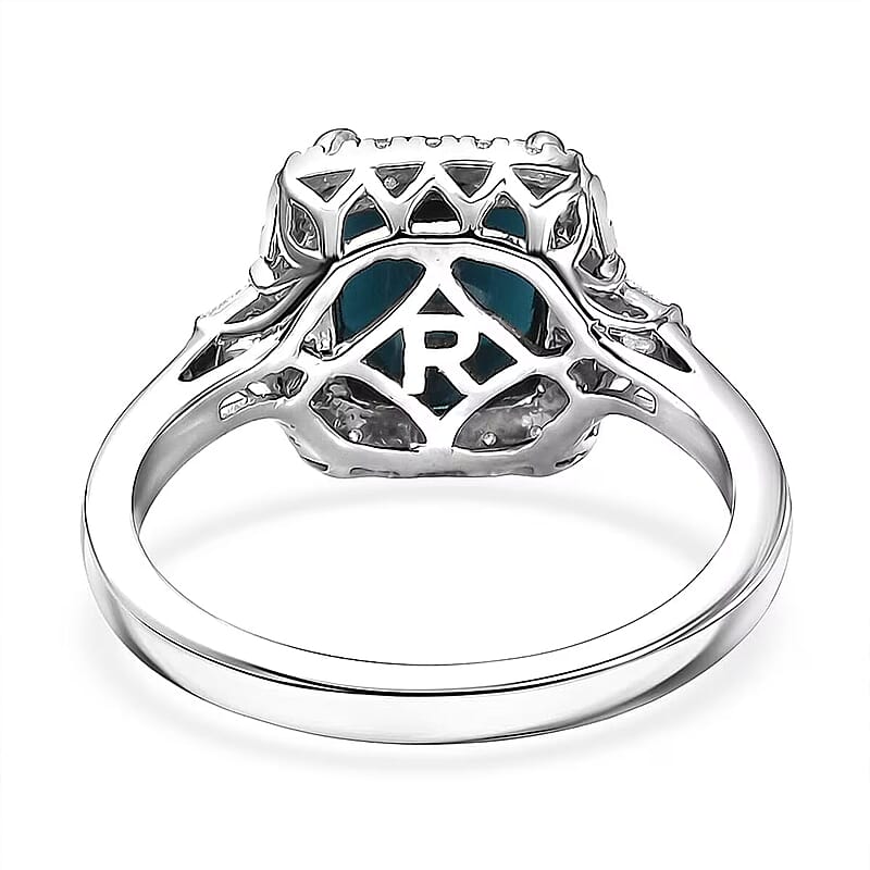 Certified & Appraised Rhapsody 950 Platinum AAAA Monte Belo Indicolite, Diamond (E-F, VS) (0.32 cts) Ring (Size 10.0) (6.90 g) 3.03 ctw