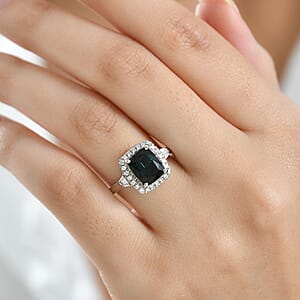 Certified & Appraised Rhapsody 950 Platinum AAAA Monte Belo Indicolite, Diamond (E-F, VS) (0.32 cts) Ring (Size 6.0) (6.90 g) 3.03 ctw